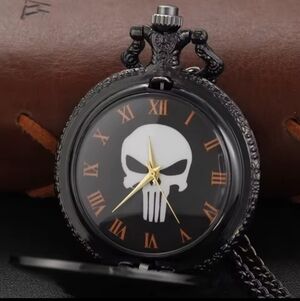 Black Punisher Skull Pocket Watch